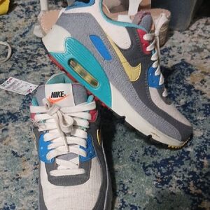 Nike Gray and Blue Air Max 90 Sneakers